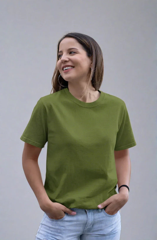 Plain Olive Half Sleeve T-Shirt