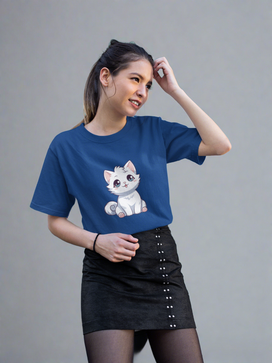 Cute Cat Half Sleeve T-Shirt